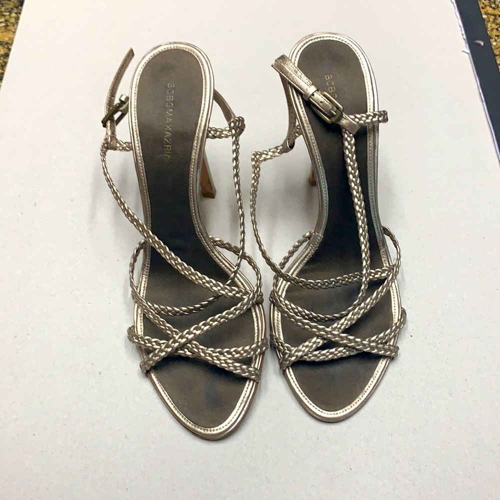 BCBG Gold Strappy Pumps, size 9.5, Gold